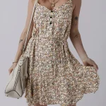 Boho floral φόρεμα με κουμπιά και ζώνη