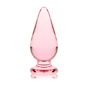 Anal plug NEBULA από βοριοπυριτικό γυαλί σε ροζ και διάφανο χρώμα, κομψός σχεδιασμός με ασφαλή βάση.