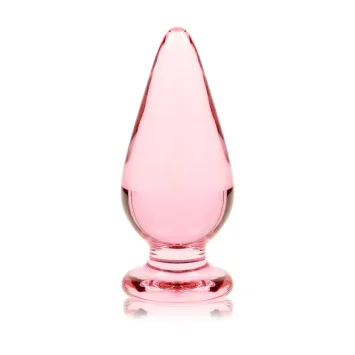Anal plug NEBULA από βοριοπυριτικό γυαλί σε ροζ και διάφανο χρώμα, κομψός σχεδιασμός με ασφαλή βάση.