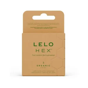 Προφυλακτικά LELO HEX Organic από βιολογικό λάτεξ, 3 τεμάχια με L-Αργινίνη