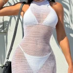 Λευκό φόρεμα παραλίας από δίχτυ