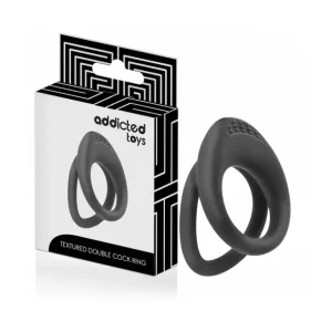 Addicted Toys διπλό δαχτυλίδι πέους με ανάγλυφη επιφάνεια, 72 mm ύψος και 37–45 mm διαμέτρους για ενίσχυση στύσης και διέγερση.