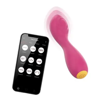 ONINDER CUTE compact vibrator dark pink με κίτρινη βάση, Tapping mode, 9 λειτουργίες, έλεγχος από ONINDER app, medical-grade σιλικόνη, IPX7 αδιάβροχο και USB επαναφόρτιση