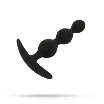 KooKoo 24 Μαύρα ανατομικά anal beads Black&Silver Rupert με 5 σφαιρικά στοιχεία και βάση ασφαλείας.