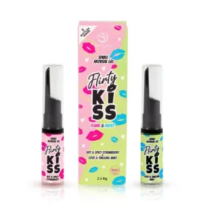 Flirty Kiss βρώσιμα gel φράουλα και μέντα 2×8 g, με warming και cooling εφέ για φιλιά και στοματικό.