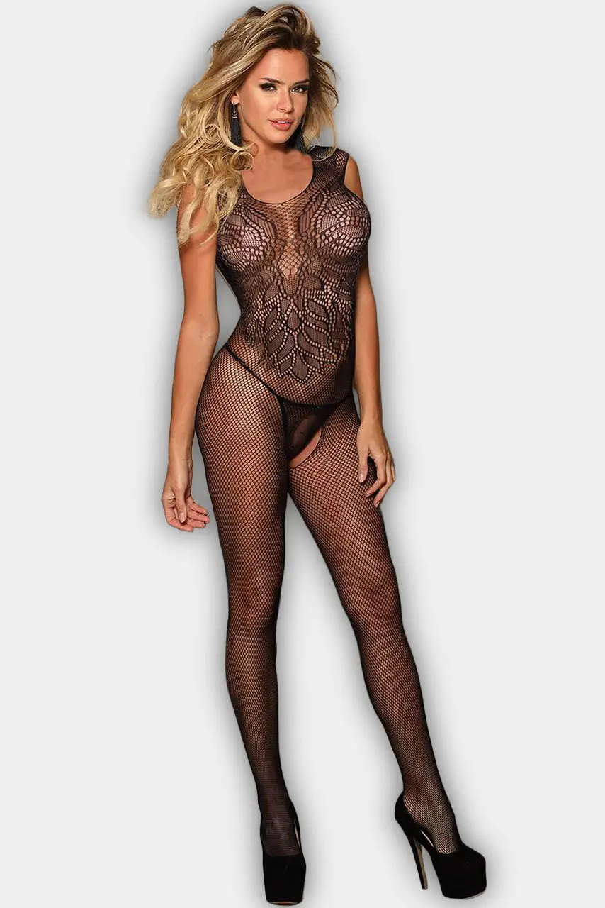fishnet-kormaki-floral-pattern-200H3245-KooKoo (4) Ολόσωμο fishnet κορμάκι floral pattern-2