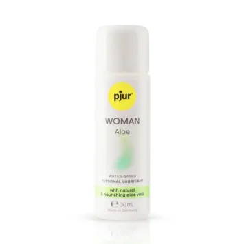 Λιπαντικό νερού pjur Woman Aloe με αλόη βέρα για γυναικείο δέρμα σε συσκευασία τριάντα χιλιοστόλιτρων.