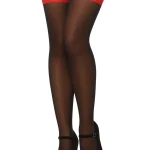 Καλσόν ζαρτιέρας με κόκκινη δαντέλα & σιλικόνη