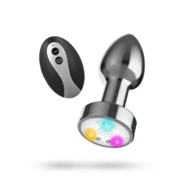 Μεταλλικό πρωκτικό plug INTENSE με δόνηση και LED φωτισμό