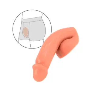 Ρεαλιστικός packer σιλικόνης σε μέγεθος Large με φυσική υφή και χαλαρούς όρχεις.
