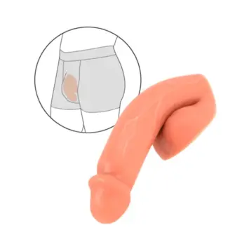 Ρεαλιστικός packer σιλικόνης σε μέγεθος Large με φυσική υφή και χαλαρούς όρχεις.