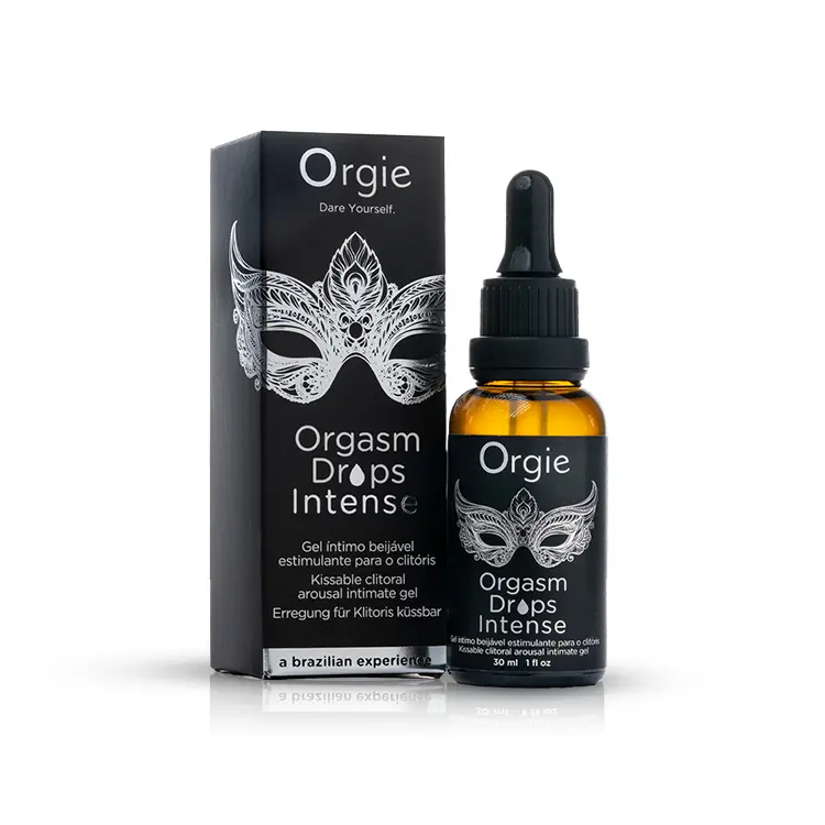Orgie – Διεγερτικές σταγόνες κλειτορίδας INTENSE 30ml 1 Ενισχυμένο διεγερτικό τζελ κλειτορίδας Orgie Orgasm Drops Intense με γεύση κόκκινο μήλο.