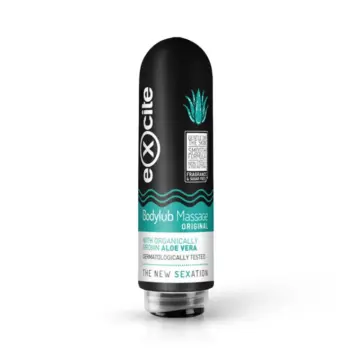 Μπουκάλι λιπαντικού gel με αλόη βέρα από βιολογική καλλιέργεια, διάφανο και υδατοδιαλυτό.