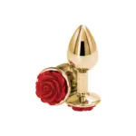 KINK – Μεταλλική πρωκτική σφήνα χρυσαφή με τριαντάφυλλο Small